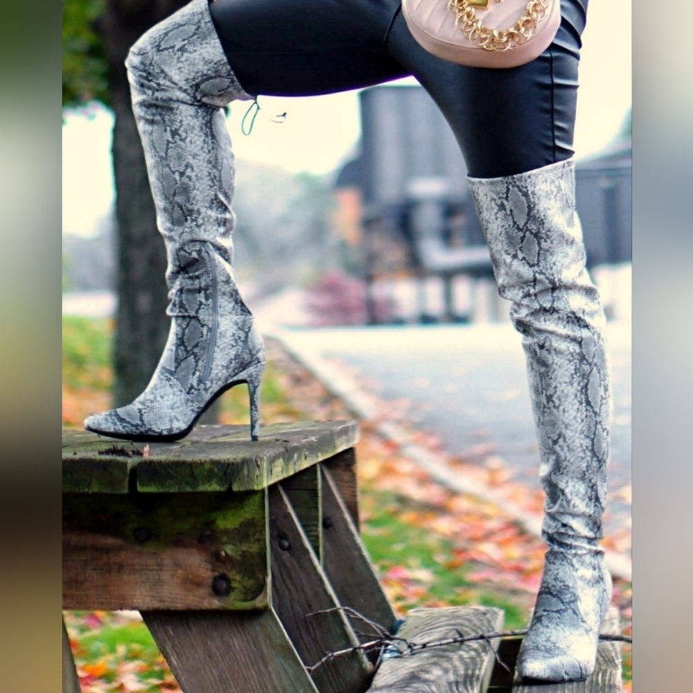 Snakeskin Over the Knee Boots